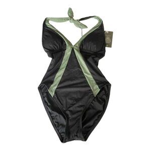 Vince Camuto Slimming Halter One Piece Bathing Suit Swimwear Size 6